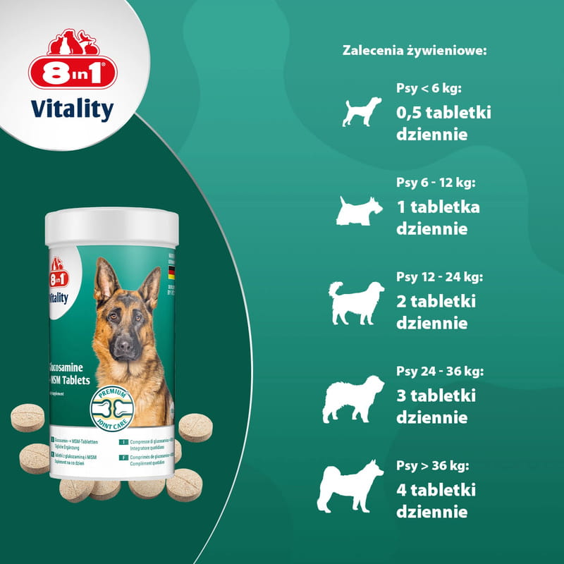 8in1 Vitality Glukozamina z MSM Witaminy dla psów stawy i aktywność premium 55 tabletek 7.jpg